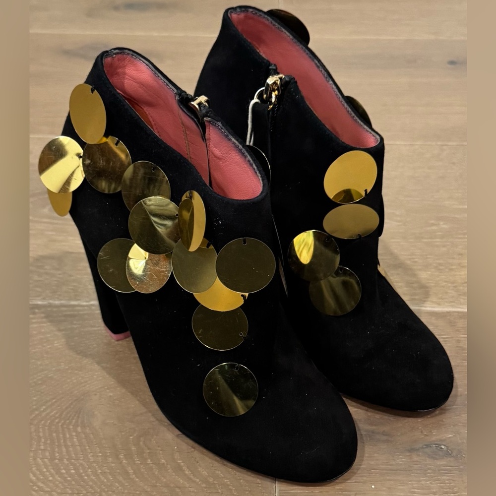 JF London Black and Gold Heeled Boots